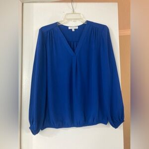 CHAUS Royal Blue Long Sleeve Blouse